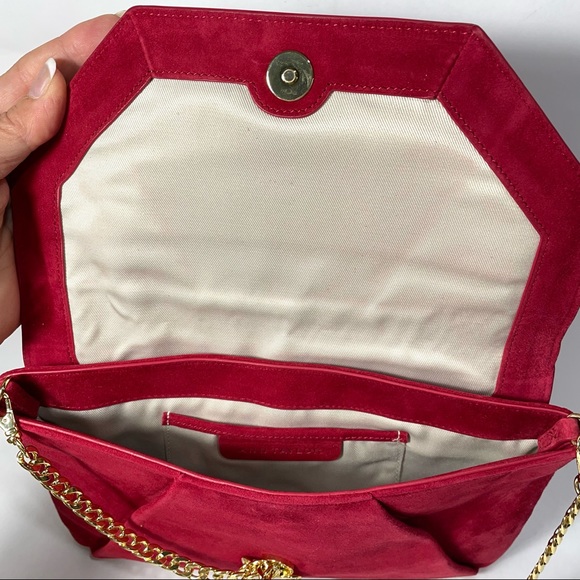 ANN TAYLOR Bella red Suede leather clutch bag - Picture 8 of 14